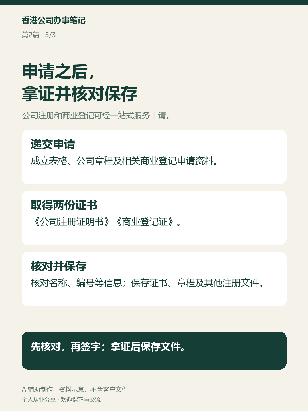 香港公司注册，从准备资料到拿证：资料卡3